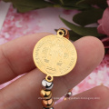 Stretchable  Catholic Jesus Gold Plated Pendent Stainless Steel Beads  Bracelet